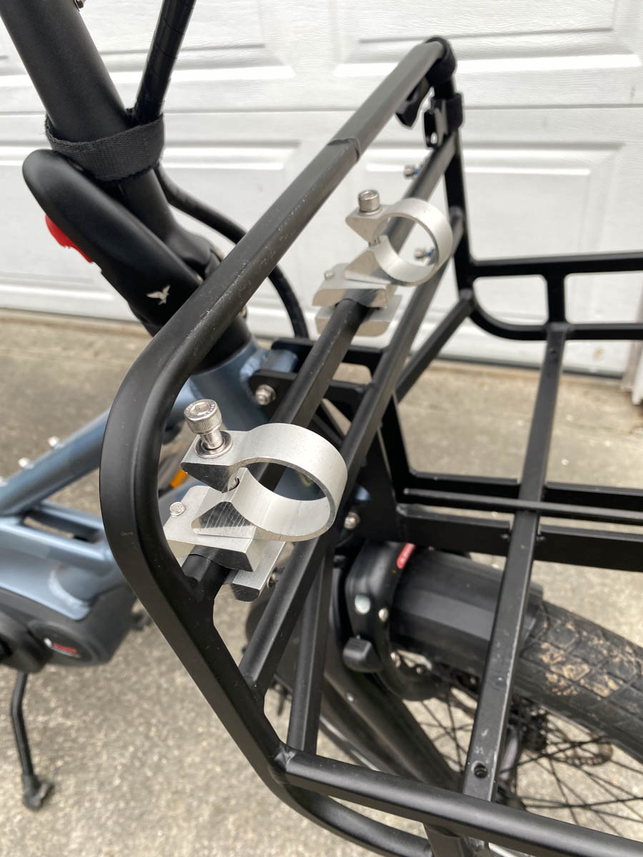 Moped Rack clamps on the Transporteur Rack