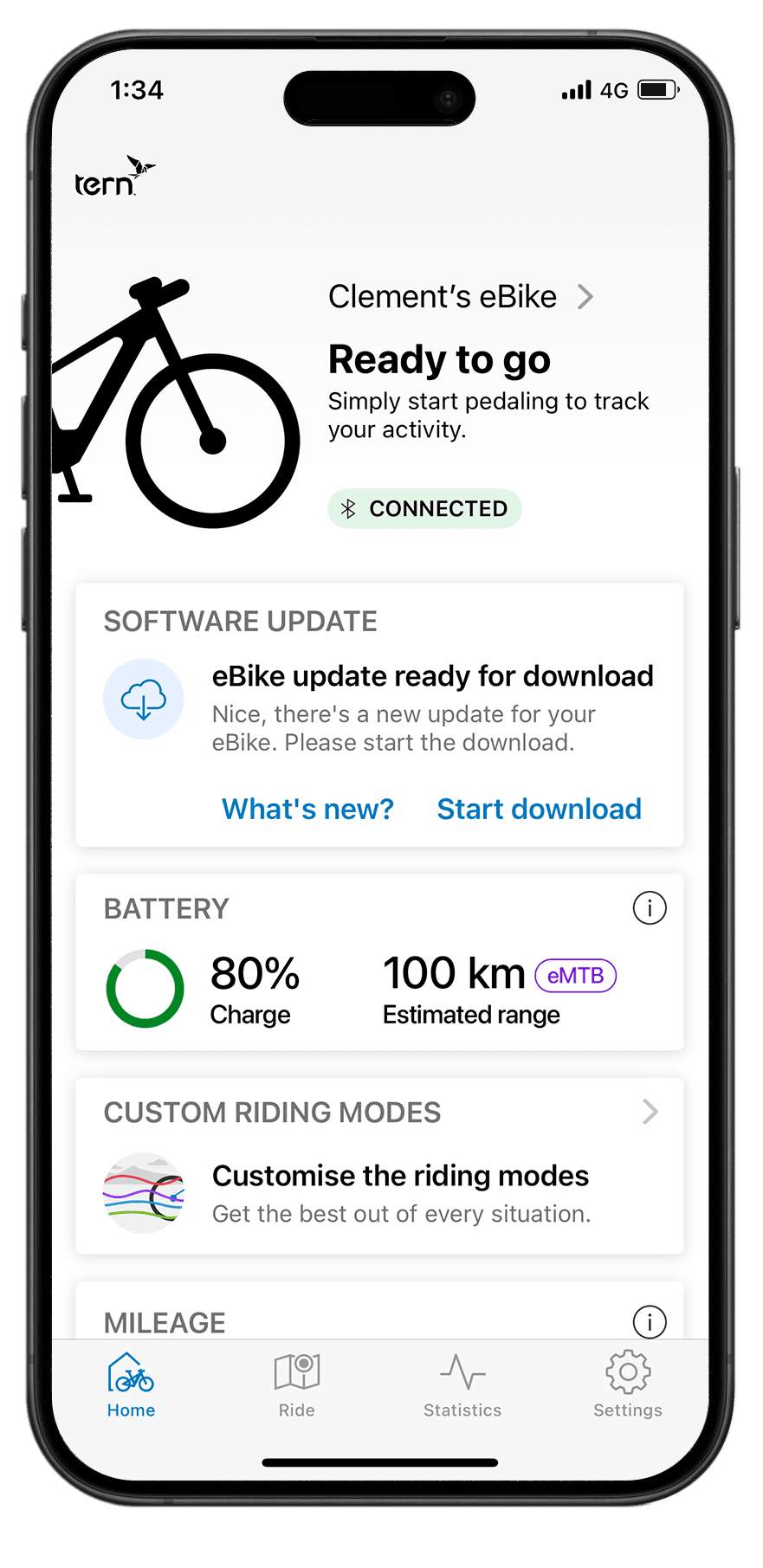 Air update screen of Eflow app
