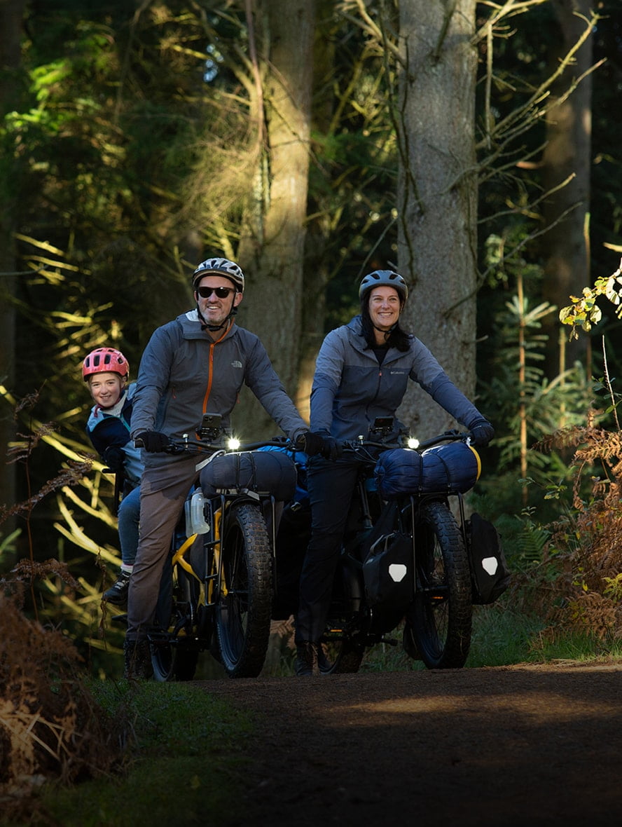 Ride with family in the forest