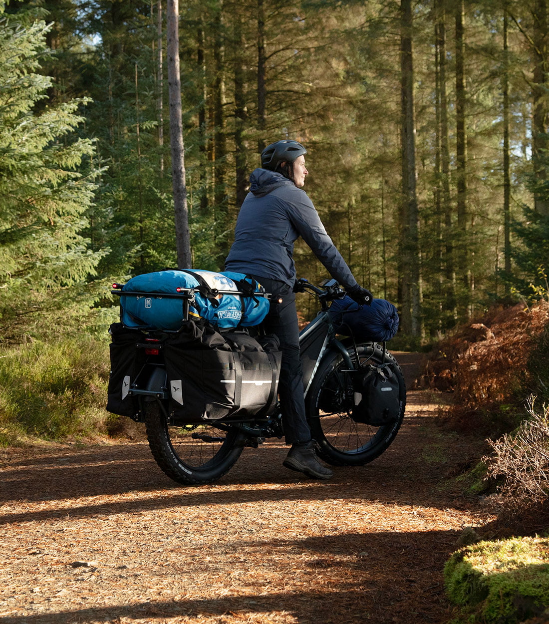 Ride in the woods with two water proff panniers