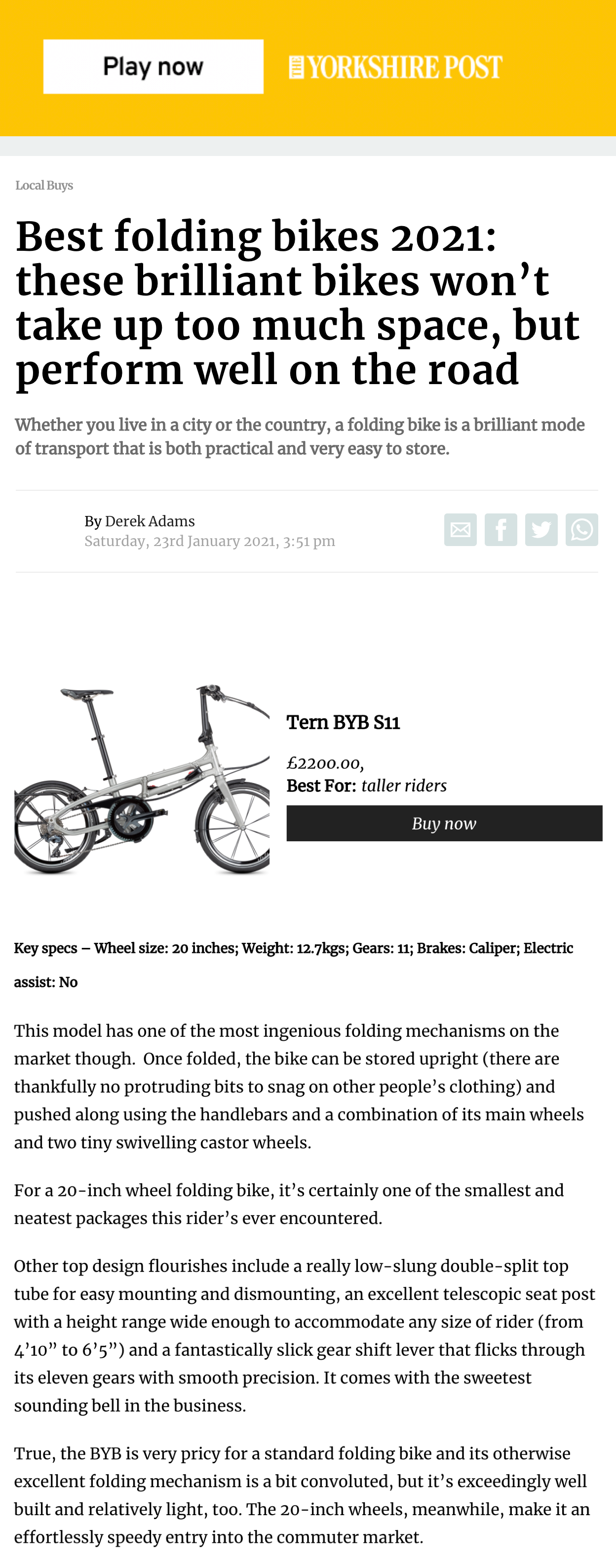 2021.01.03 - Best folding bikes 2021 - Yorkshire Post.png Best folding bikes 2021