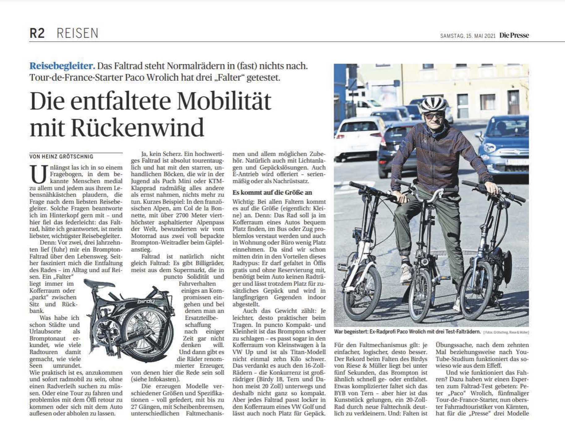 Die entfaltete Mobilität mit Rückenwind - Die Presse