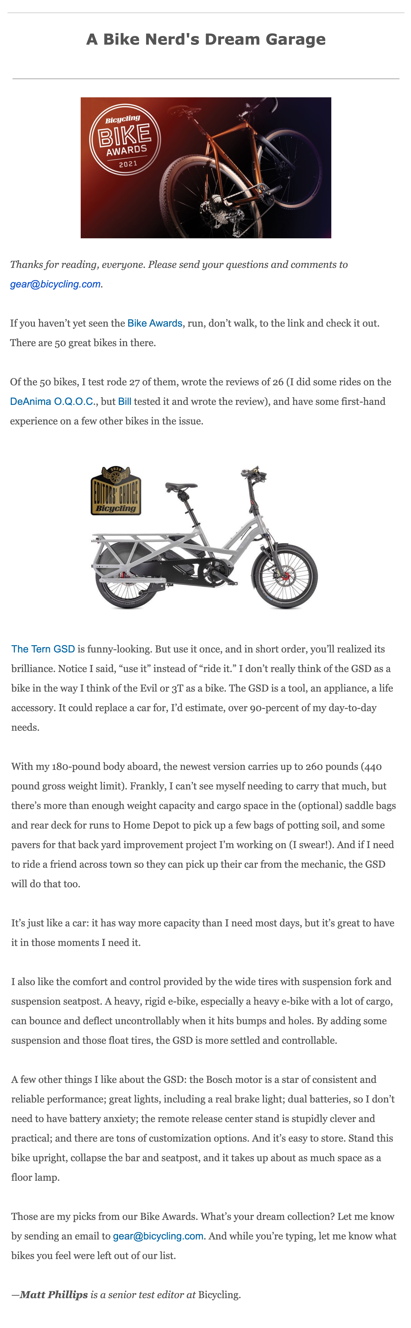 2021.06.13 - A Bike Nerd's Dream Garage - Biycling Magazine Newsletter.png A Bike Nerd's Dream Garage - Biycling Magazine Newsletter