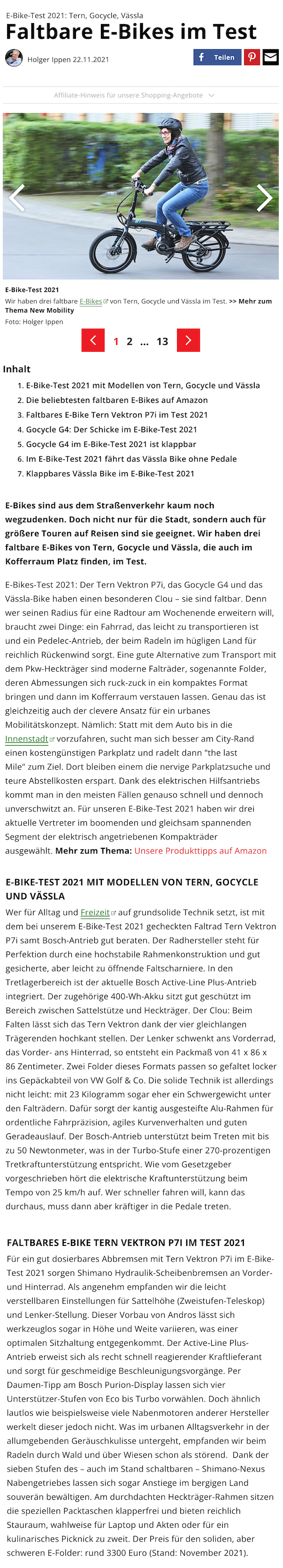 2021.11.22 - Faltbare E-Bikes im Test - Auto Zeitung