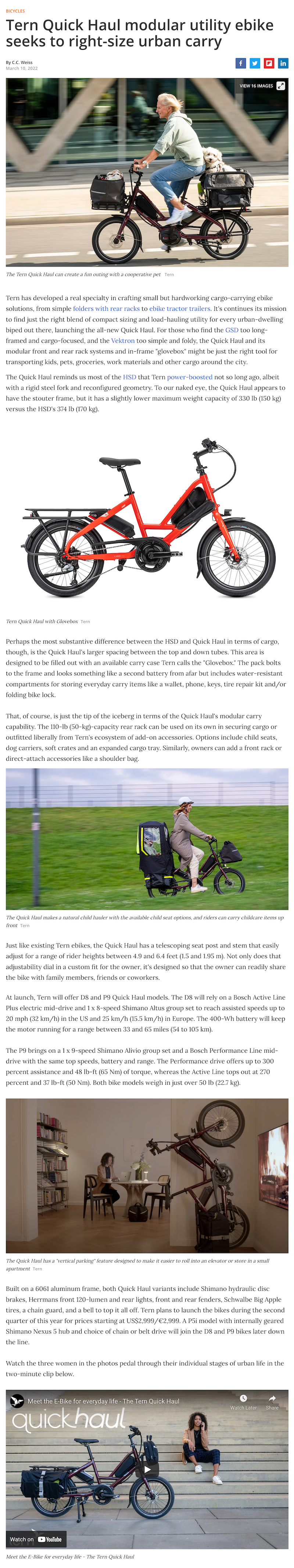 2022.03.10 - Tern Quick Haul modular utility ebike seeks to right-size urban carry - New Atlas