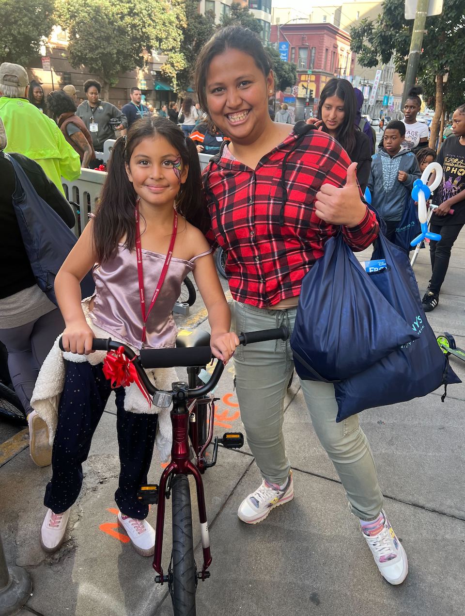 Young girls gets a bike