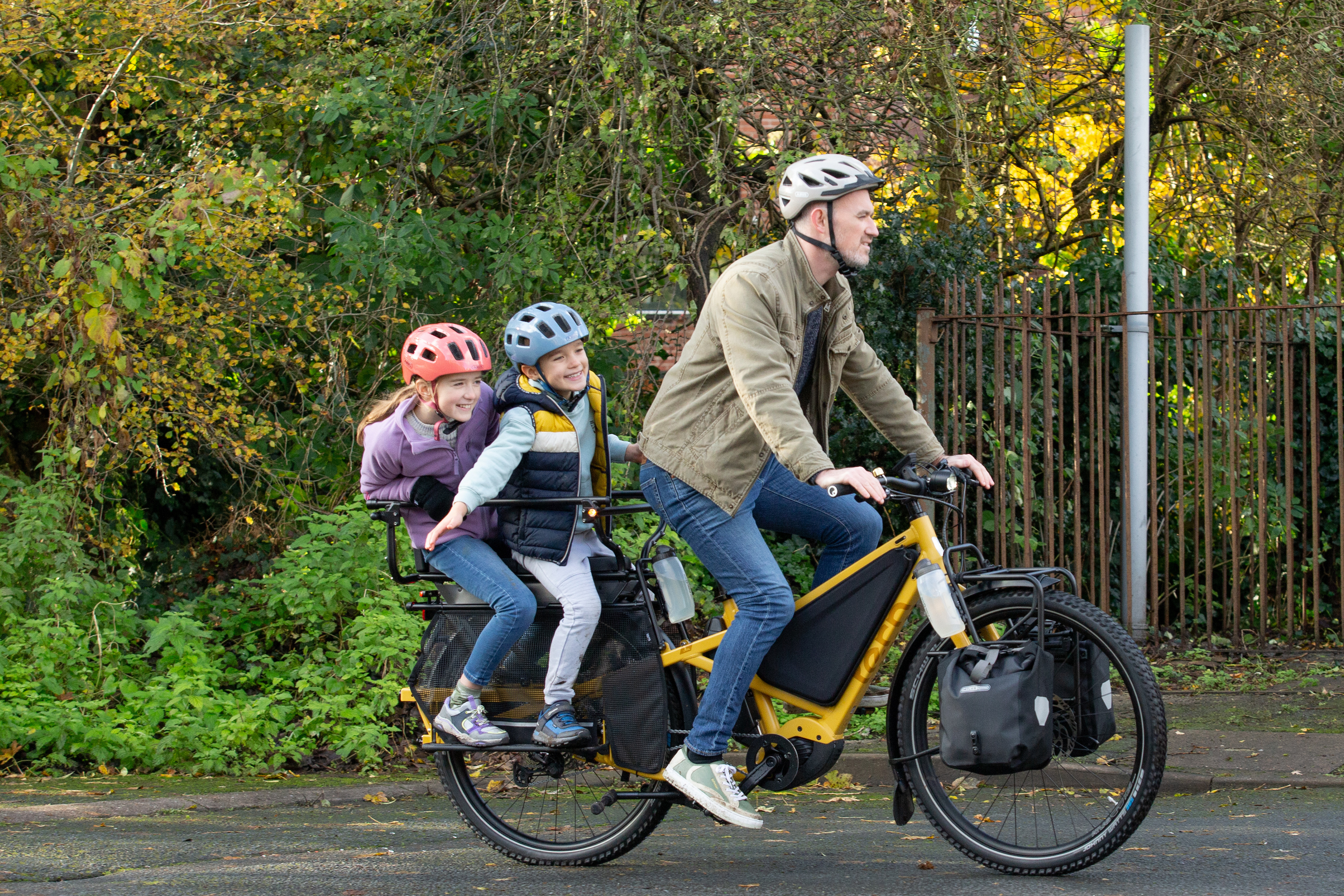 Paved roads are great for carrying 2 kids or 1 adult passenger