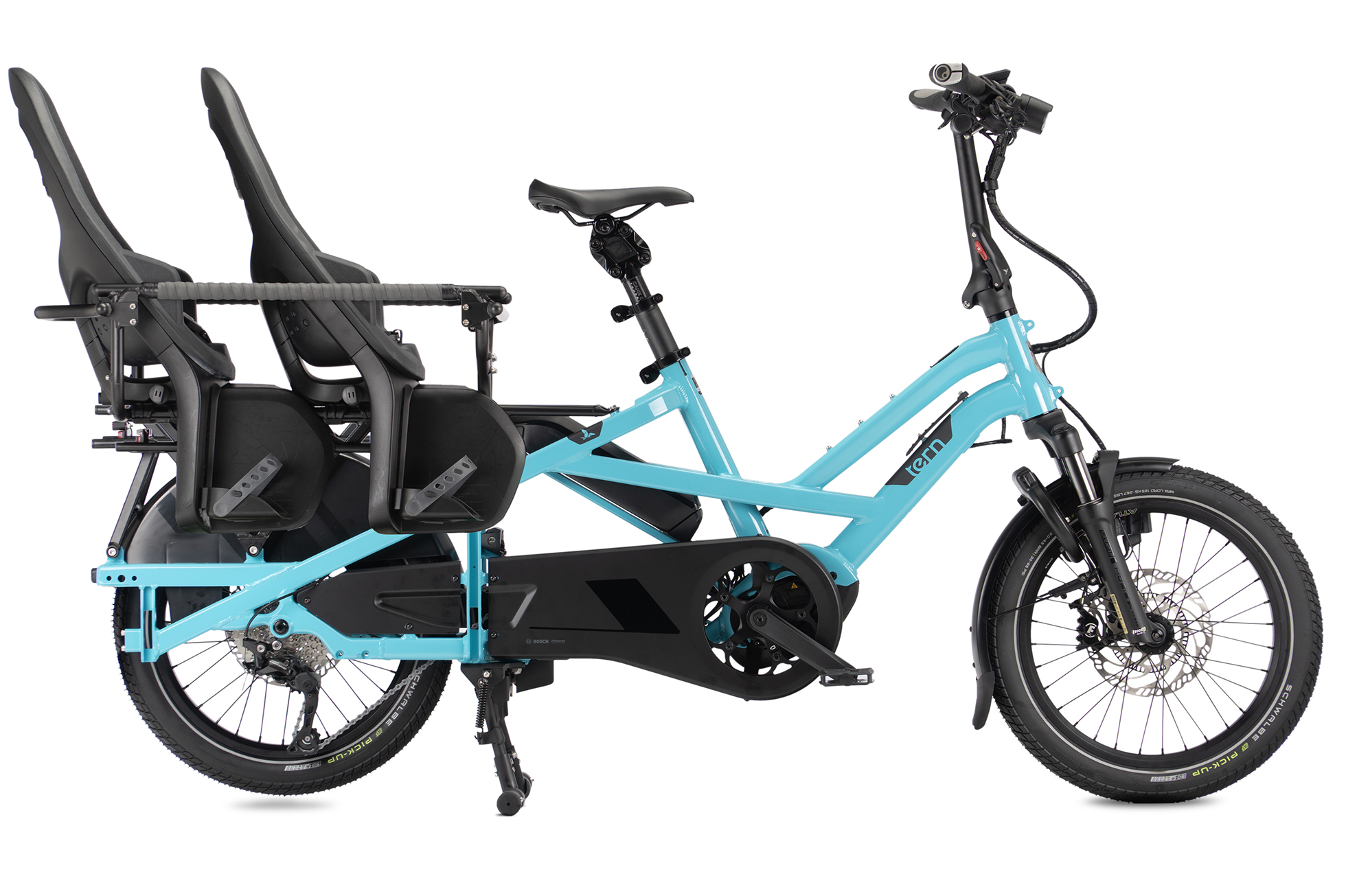 GSD Gen 3 electric bike carries 2 child seats and passenger rails