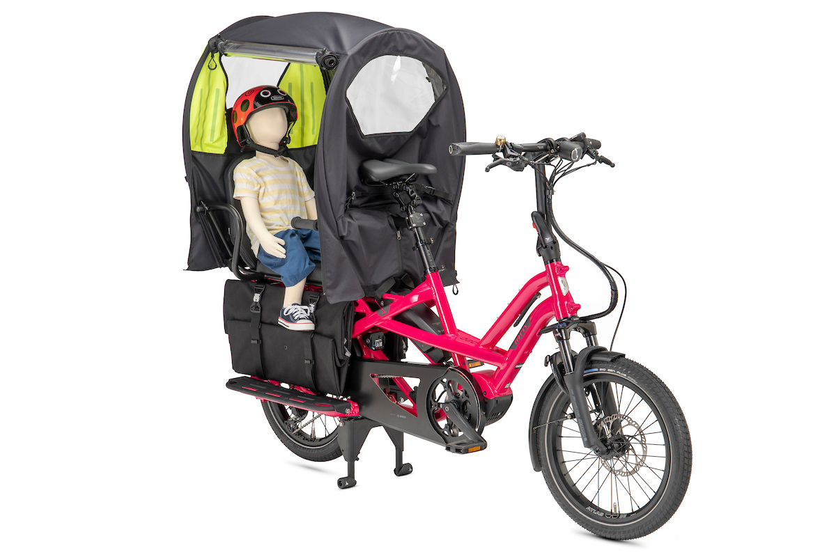 Storm Shield weather canopy on Tern GSD cargo bike