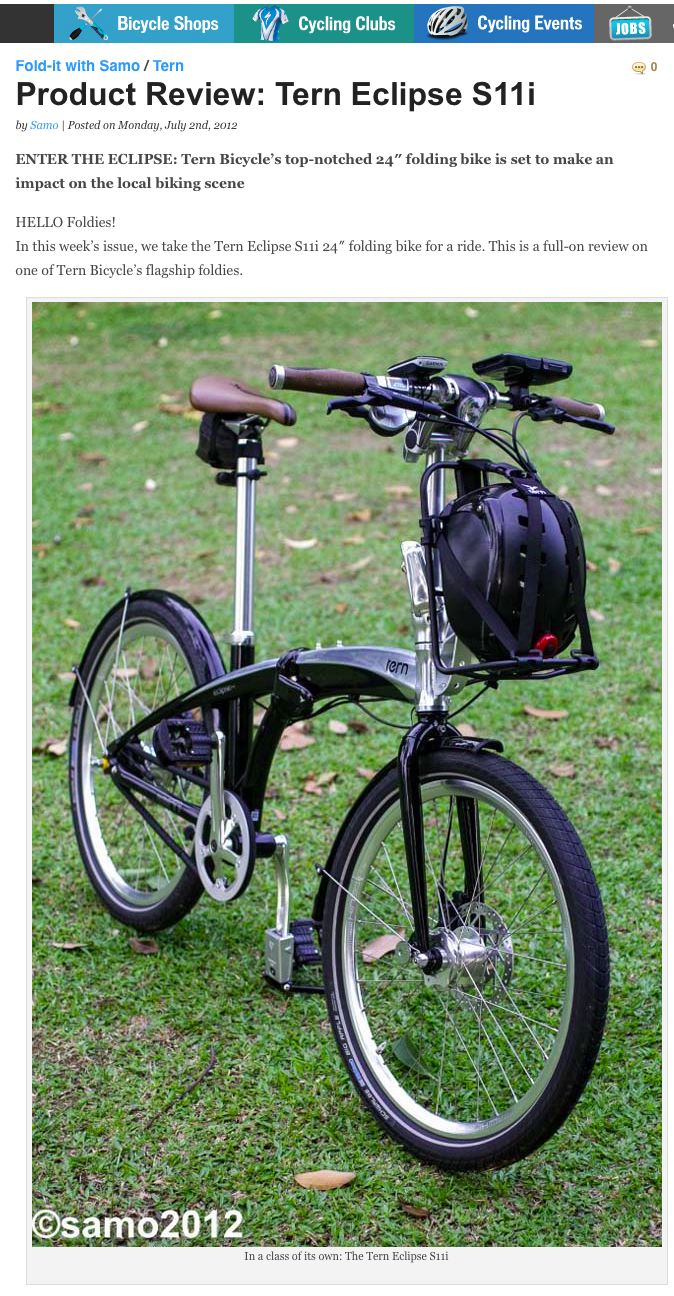 Product Review Tern Eclipse S11i Tern Folding Bikes Worldwide 