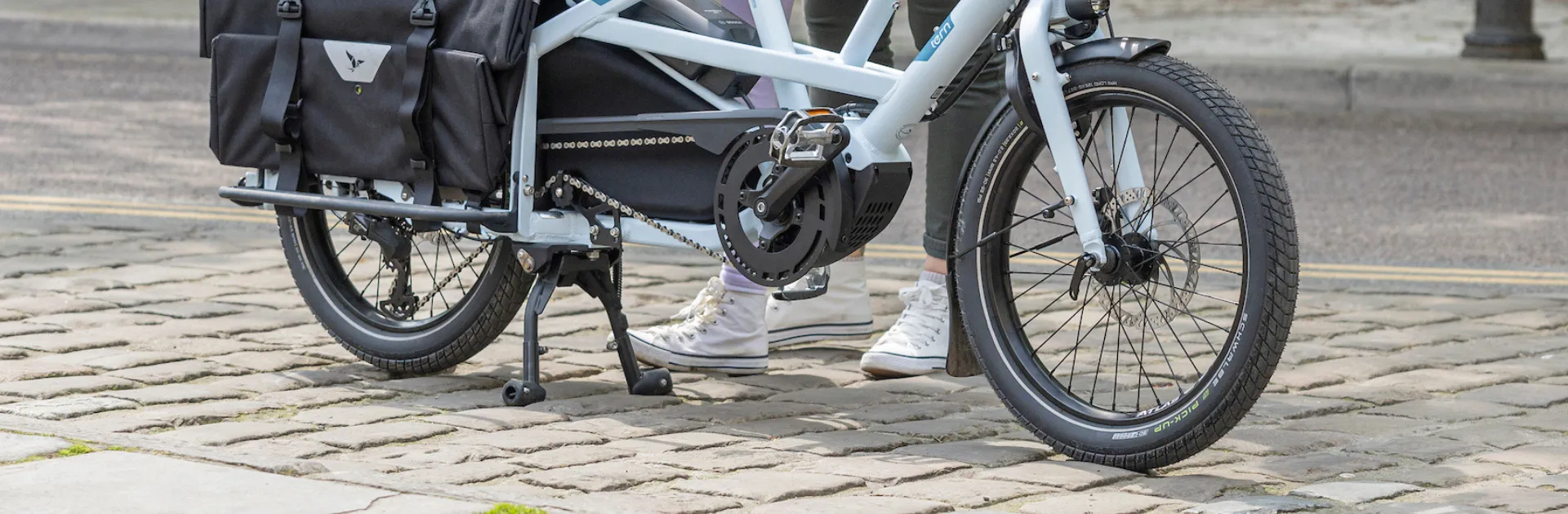 Article banner image showing a Tern Quick Haul Long electric bike's DuoStand kickstand