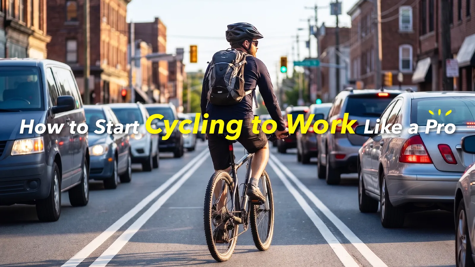 A banner image showing a cyclist on the road, with an overlays title text "How to Start Cycling to Work Like a Pro".