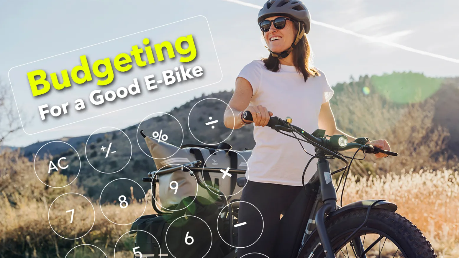 Woman on the Tern Orox Cargo Ebike with budgeting title text