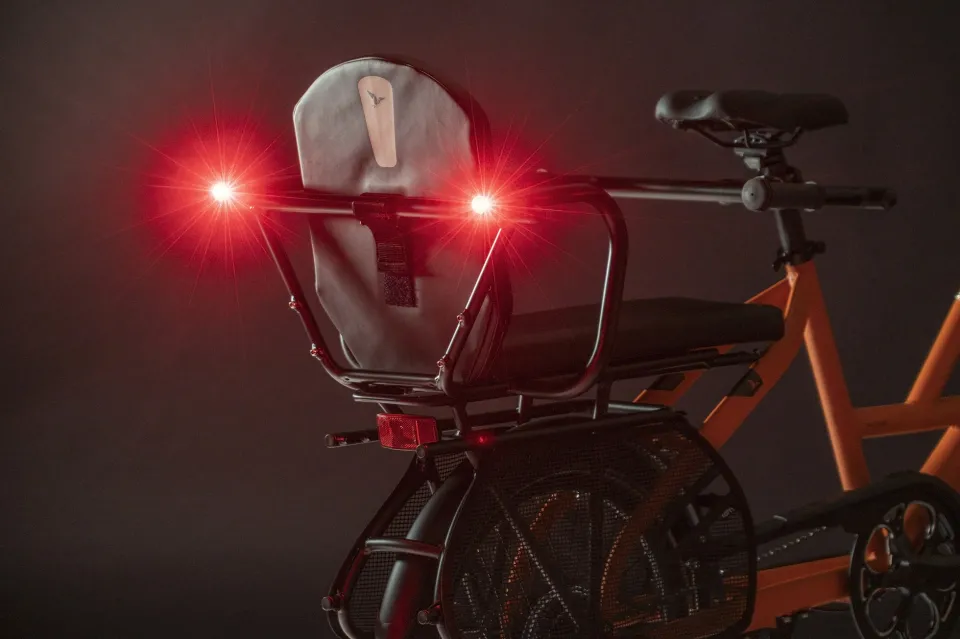Rear facing red LED bar end lights for bike