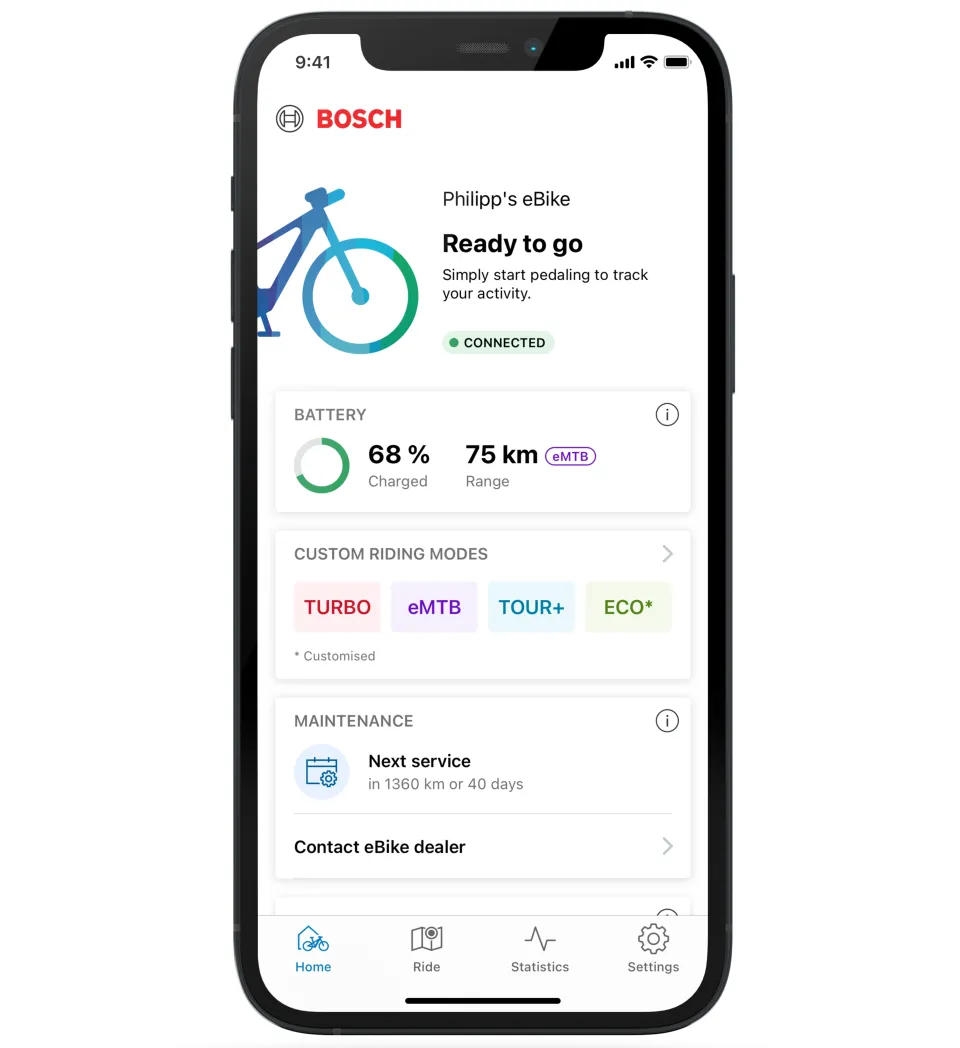 eBike Flow App Home Screen