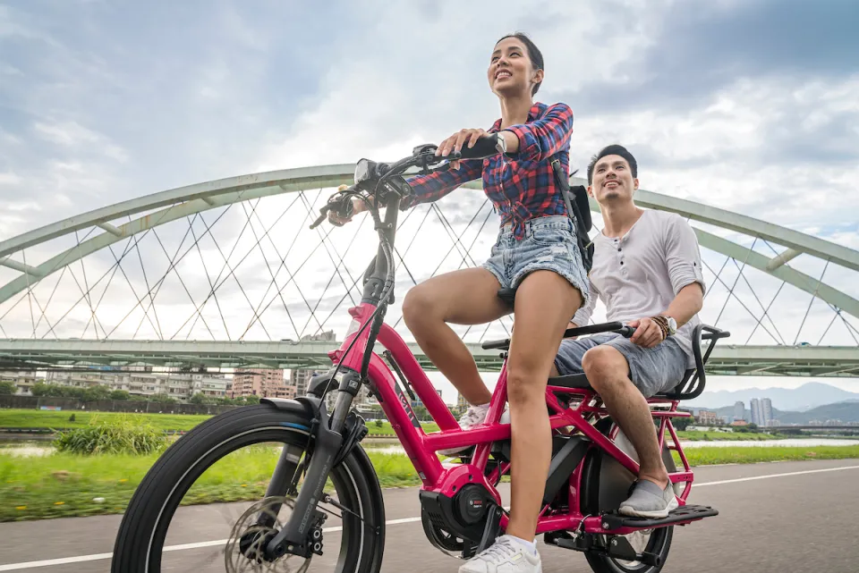 Tern GSD cargo bike carrying a passenger
