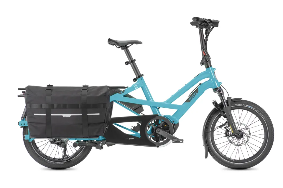 Tern GSD Gen 3 e-cargo bike with Cargo Hold 52 Panniers cargo setup