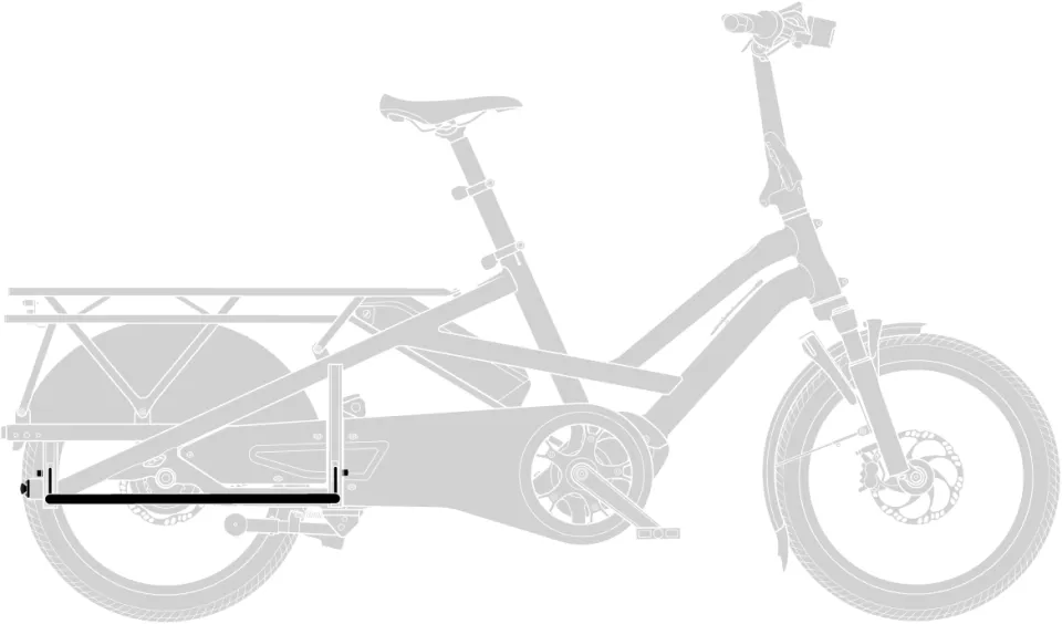 Tern GSD Gen 3 e cargo bike with the Stow Decks side decks for foot and cargo support.