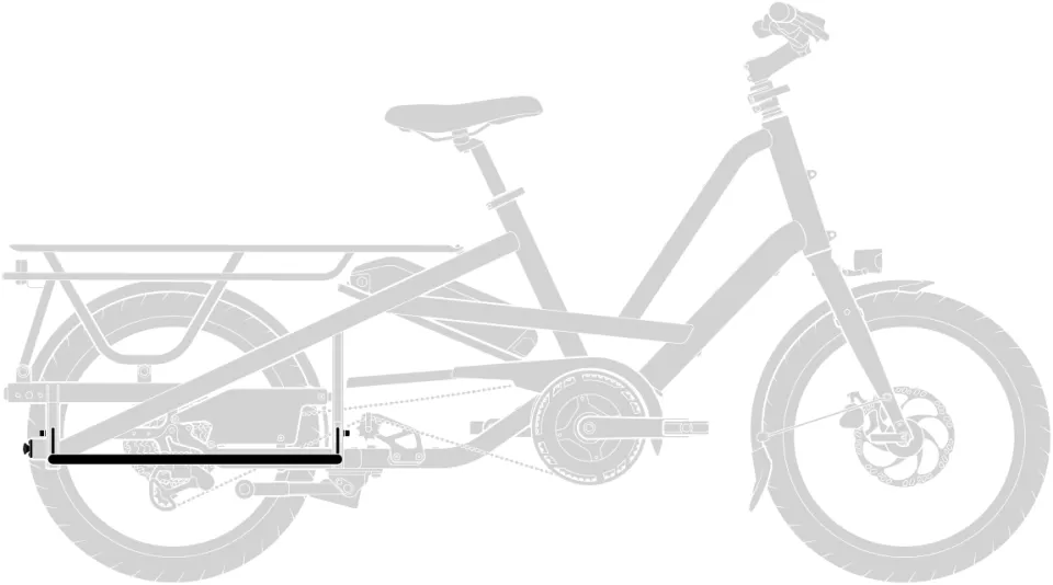 Tern Quick Haul Long Gen 1 e cargo bike with the Stow Decks side decks for foot and cargo support.