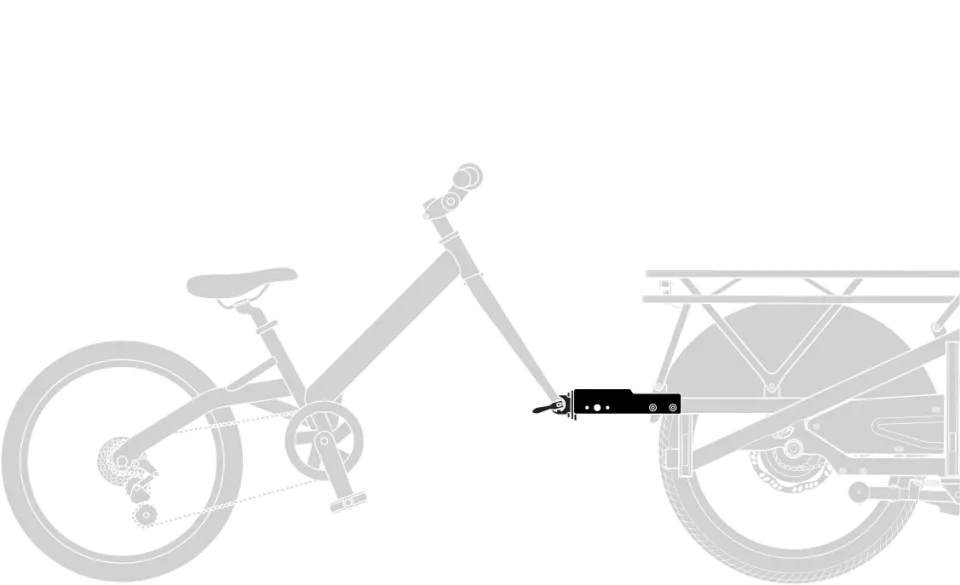 Image showing a Tern electric cargo bike with the Bike Tow Kit and Tail Hitch L Tern accessories for towing an extra bike.