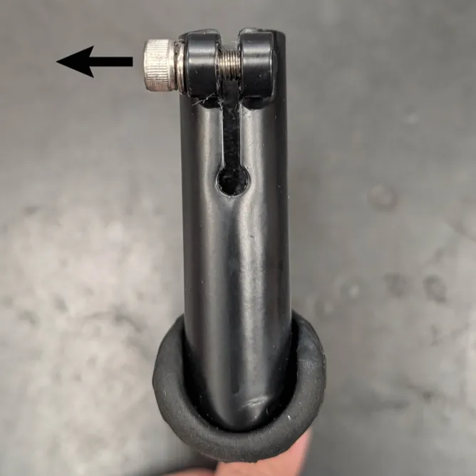Step 1: Use a 5 mm Allen wrench to remove the DuoStand Ends and unscrew the locking screw completely.
