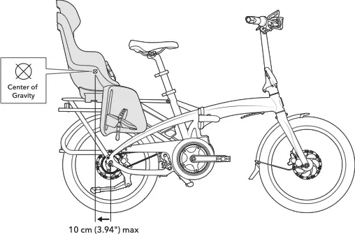 Vektron with child seat illustration with center of gravity marking
