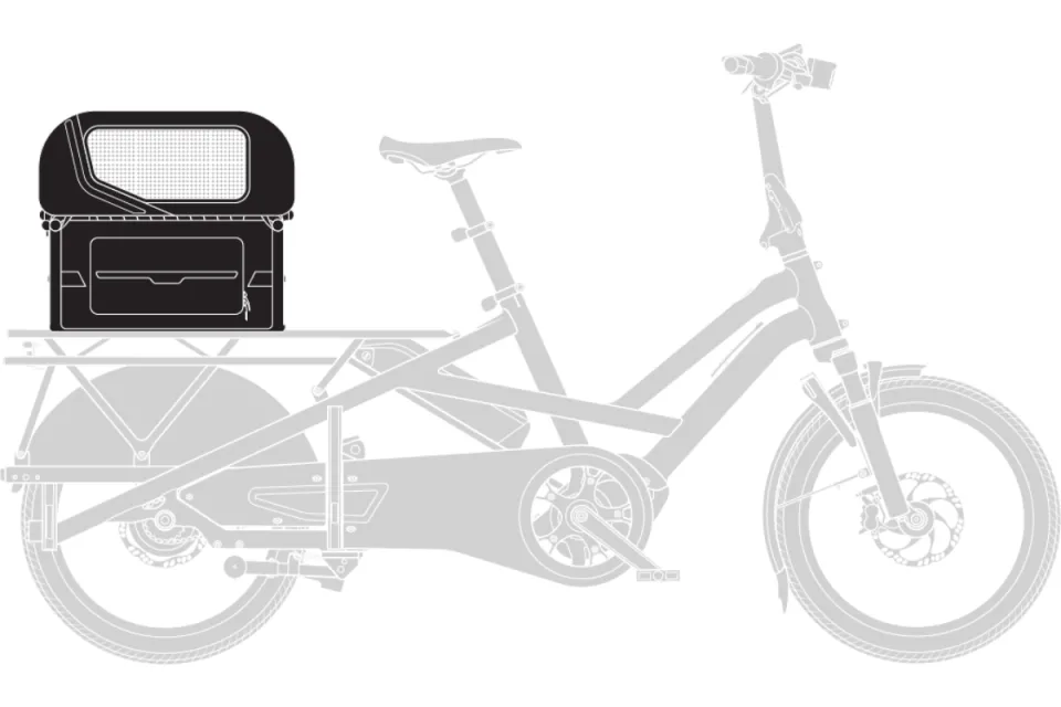 Tern Doghouse Mini dog carrier on a Tern GSD Gen 3 cargo ebike