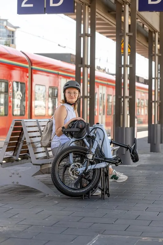 Parking the Tern Vektron folding ebike right next to you