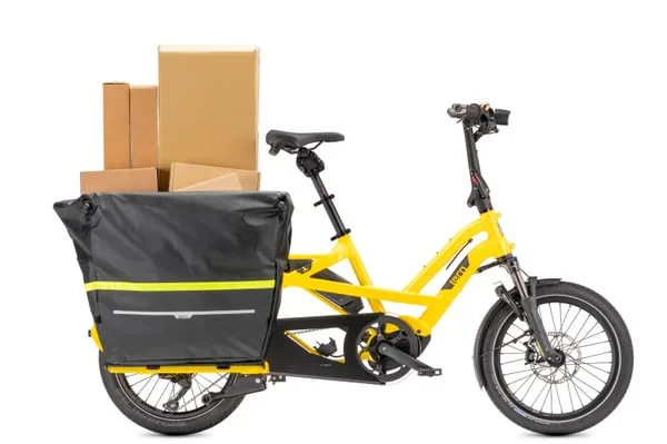 Storm Box waterproof bike buckets with flatpacks on a Tern GSD electric cargo bike