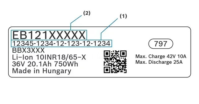 Bosch Smart System e-bike battery type label