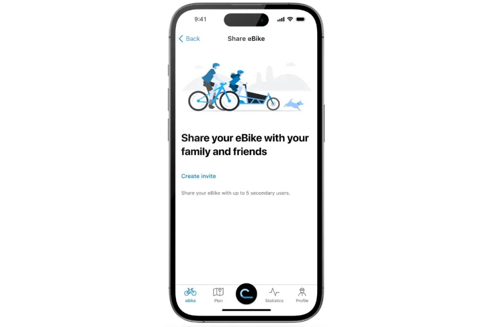 ebike sharing function on the bosch ebike flow app
