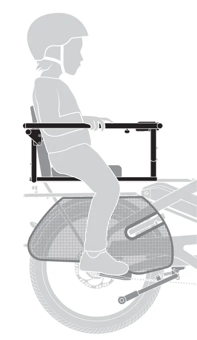 1 kid setup on the clubhouse mini gen 2 passenger bars for tern cargo bikes