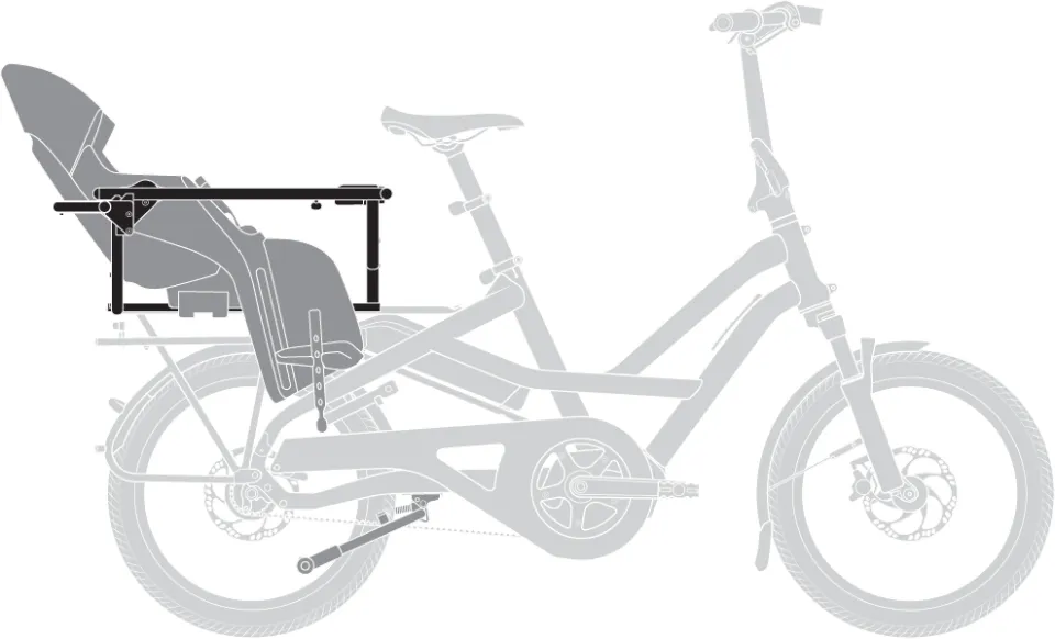 tern bike passenger setup with reclining child seat and clubhouse mini gen 2 passenger bars