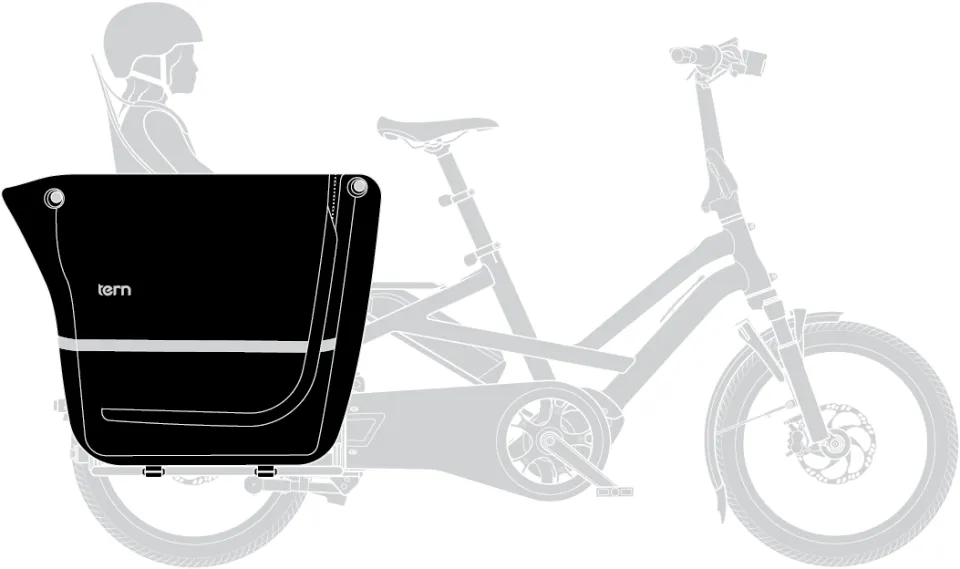tern storm box gen 2 waterproof rear bike bucket with child seat