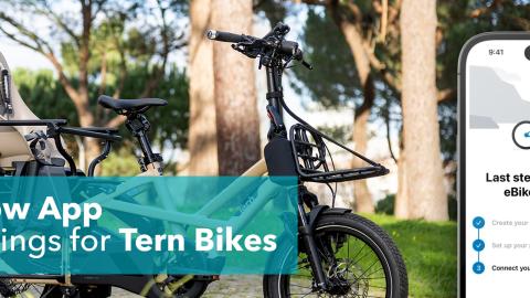 Banner image for an article about the Bosch Flow App settings for Tern Bikes, showing a Tern GSD Gen 3 e cargo bike.