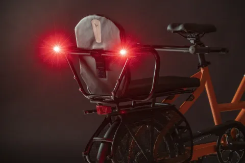 Rear facing red LED bar end lights for bike