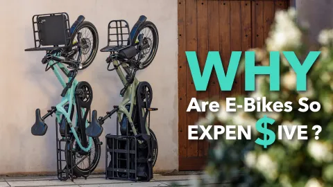 Two Tern HSD cargo e-bikes vertically parked