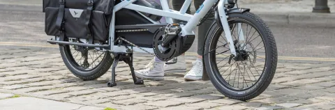 Article banner image showing a Tern Quick Haul Long electric bike's DuoStand kickstand