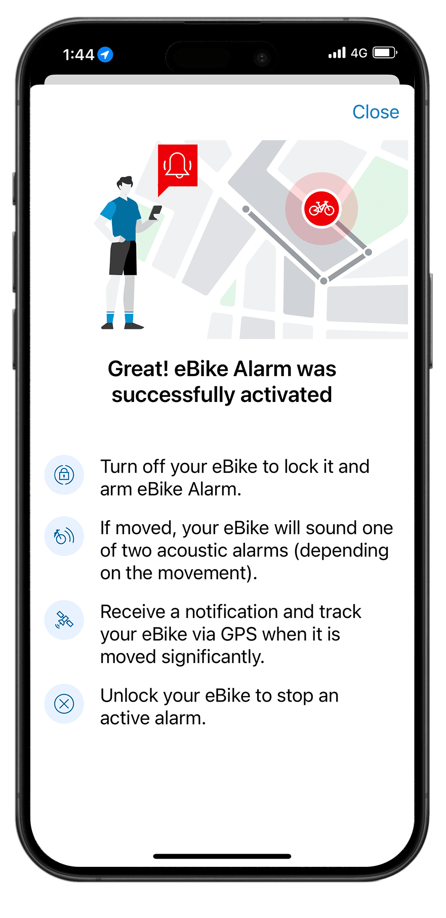 Smart alarm screen of Eflow app